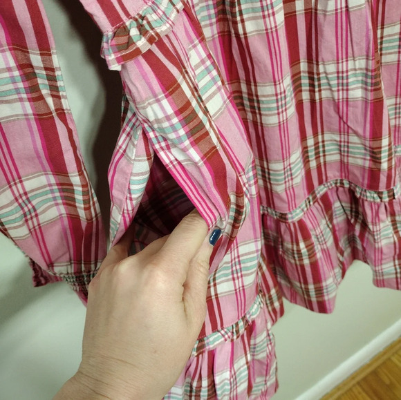 IT HAS POCKETS! J. Crew plaid mini dress with ruffle trim size 4 - Picture 6 of 10